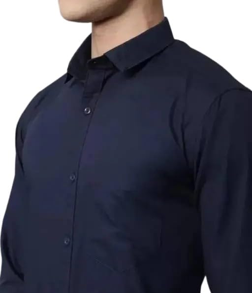 Image of Mahima Ethnic Centre's Men's Solid Formal Shirt Cotton Slim Fit Business Casual Button Down