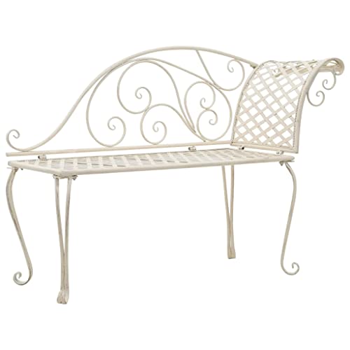 vidaXL Méridienne de jardin, terrasse, balcon, terrasse, cour, véranda, maison, siège, salon en métal blanc antique