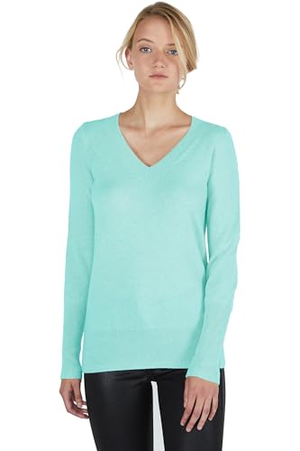 Image of JENNIE LIU Women's 100% Pure Cashmere Long Sleeve Ava V Neck Pullover Sweater