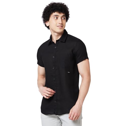 Image of Spykar Men's Regular Fit N /A Half Sleeve Solid Casual Shirts