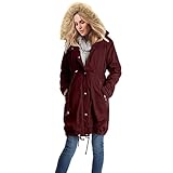 Maternity Women Winter Coat 3 in 1 Warm Thickened Fleece Lined Hooded Outerwear Thermal Pregnancy Parka with Fur Hood