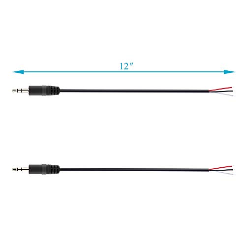 Fancasee 2-Pack 3.5mm 1/8" to Speaker Wire TRS Stereo Male Plug to Bare Wire Pigtail 3.5mm Jack Connector Adapter Repair Audio Cable for Speaker Headphone Headset Earphone