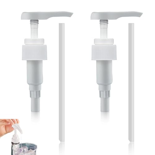 2 Stück Pumpspender 1000ml, Sirup Spender, Dosierpumpe 1l Sirup, Pumpspender Sirup, Für 500ml/1000ml Und 28/410 Gewindebehälter Flasche, Pumpkopf Für Sirup Shampoo Conditioner (Weiß)