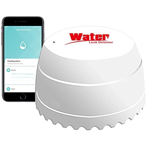 WiFi Water Leak Sensor Alarm, Smart Water Sensor, Wireless Water Leak Detector, Sound Alarm and App Alerts, Flood Detection for Home, Basement Cover