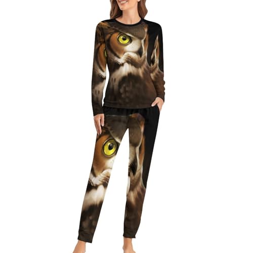 Pyjama femme Hibou manches longues respirant pour un sommeil réparateur