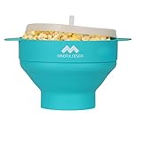 The Mindful Design - Cuenco de silicona para palomitas de maíz para microondas, sin BPA y apto para lavavajillas (cian)