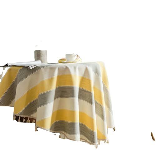 Nappe de mariage ronde coton lin jaune | Solution table basse 150cm - 6