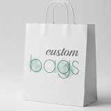Bolsas de Papel Blanco con Asa Rizada, 24x31+11 cm, Resistentes y Personalizables para Comercios y Tiendas (50)
