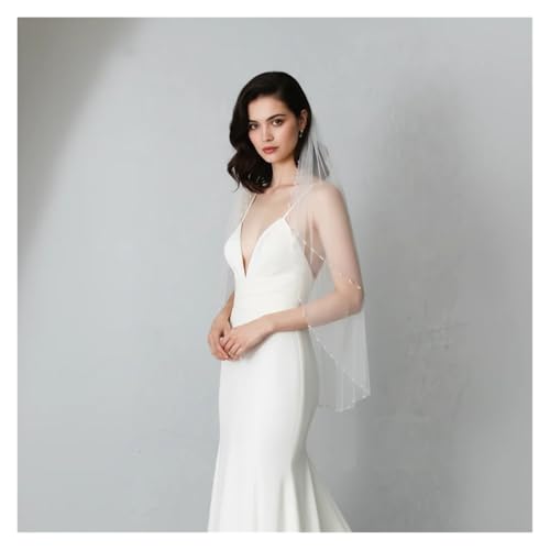Velo de doble capa que no se deforma con perlas para bodas 4
