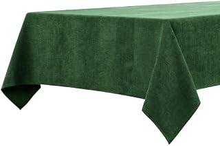 BALCONY & FALCON Rectangle Tablecloth, Wrinkle Resistant and Water Proof Table cloth, Decorative Linen Fabric Tablecloths for Dining, Parties, Kitchen, Wedding and Outdoor Use (Dark Green, 140x180cm)