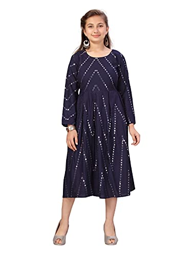 Image of Aarika Girls Navy Blue Colour Middi