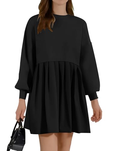 open lace back dress Womens Oversized Sweater Dress Spring Fall Trendy Long Sleeve Crewneck  Pullover Tops Relaxed Fit Sweatshirts Mini Dresses Black at Amazon Women's  Clothing store