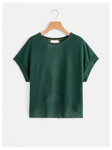 Image of SOLY HUX Women Open Back Tops Workout Backless Tee Casual Athletic Shirts Short Sleeve Oversized Gym T Shirt
