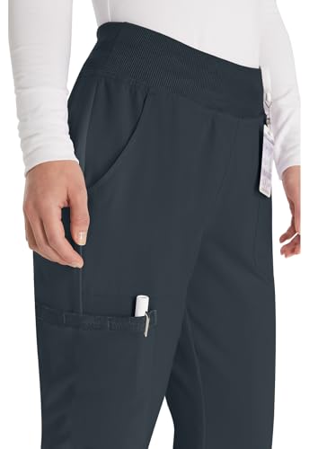 Dickies Women's Scrub Pants Natural Rise Tapered Leg Pull-On Bottoms with 7 Pockets and Knit Waistband DK005, L, Pewter - image 2