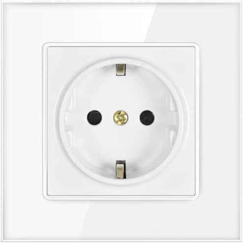 Generic White 16A EU standard power socket, crystal glass panel wall plugs socket, 220V electrical outlet Korea 86mm*86mm