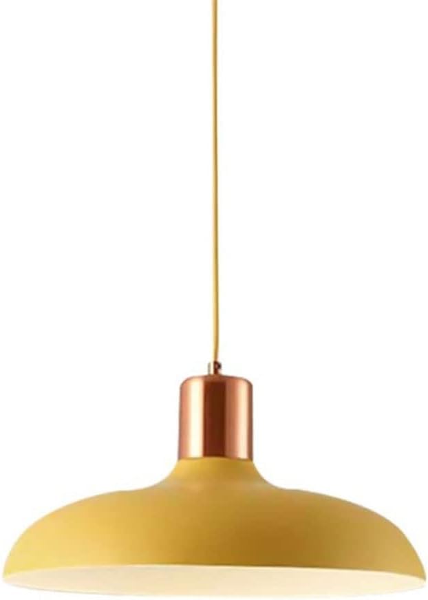 Lustre moderne à LED jaune de 15,8 pouces avec suspension en fer design couvercle