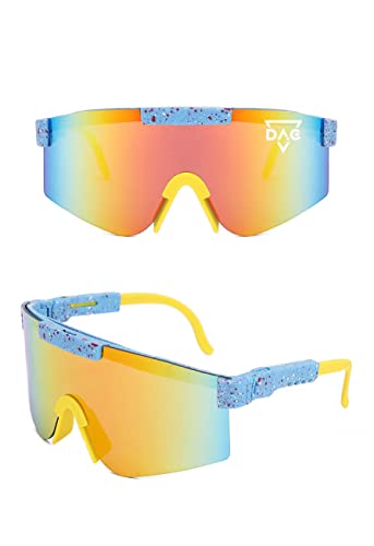 DAG Gear Polarized Sunglasses - UV400 Cycling Windproof Outdoor Sports Fishing Ski Golf Baseball Running for Men Women (Blue/Orange)