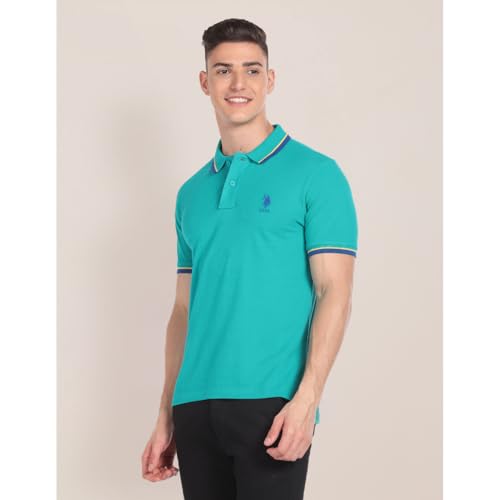 Image of U.S. Polo ASSN. Solid Slim Fit Polo T Shirts for Men - 100% Cotton, Half Sleeves Mens Tshirt