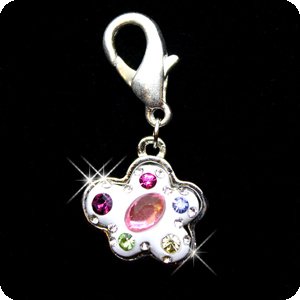 PURELY CHARMING Enameled Pet Charm / Pendant with Handset Swarovski Crystals - Multi-stone Cloud