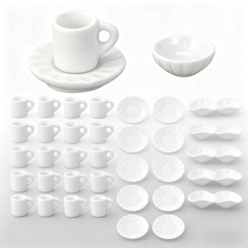 WJUAN Tasses Miniatures 40 Pièces, Accessoires de Cuisine Miniatures, Forme de Simulation, Style Mignon, Résine/Plastique Cuisine Miniature, Adapté au Jeu de Rôle,...
