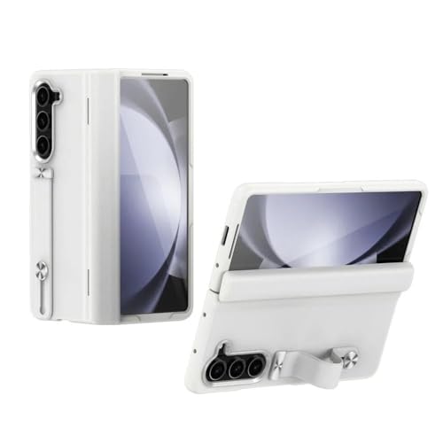 Étui en cuir PU luxe pour Galaxy Z Fold 4 avec charnière chic blanc