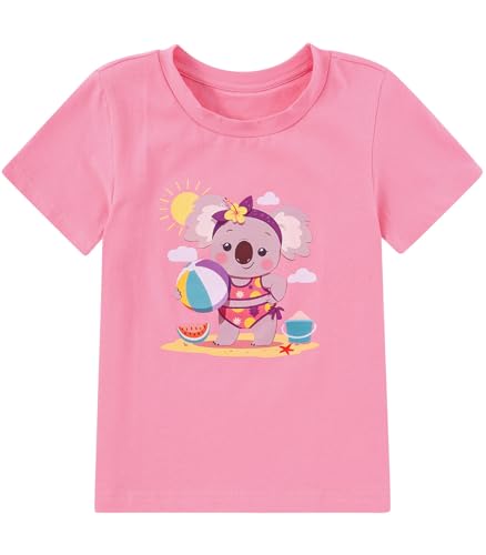 Image of Toddler Girls Clothes T-Shirt Short Sleeve Graphic Tee Cartoon Dinosaur 2-6T Girl Shirt Summer