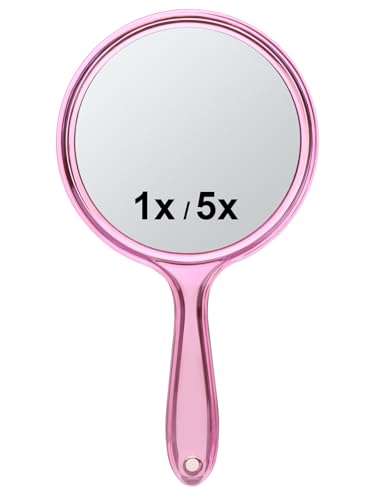 Macaki Handheld Mirror with Handle, 10.5 x 5.7 inches, Double-Sided 1X/5X Magnification Travel...