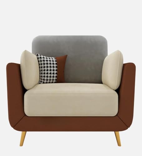 Image of Modern Sofa, 1 Seater with Decorative Cushions, Chesterfield Arm Three Seater for Living Room Guest Room Hotels & Office (1 Brown and Beige)