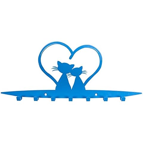 Galleksa Children's Wall-Mounted Coat Hooks Hanger Rack Cats in Love Blue Cover