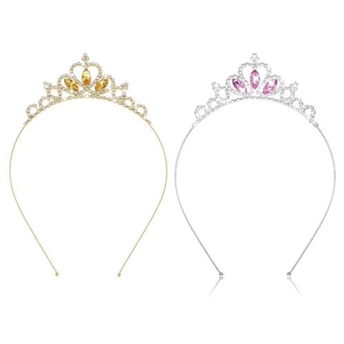 SULIUDAJI 2 Pièces Diadème De Princesse En Cristal Pour Femme - Pour Concours De Beauté, Concours De Beauté, Accessoires Pour Cheveux - Pour Anniversaire,...