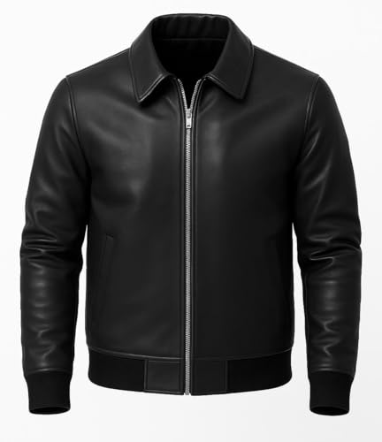 Image of Blaq Ash Men's Black Faux Leather Biker Jacket with Removable Hood, Full-Zip Closure