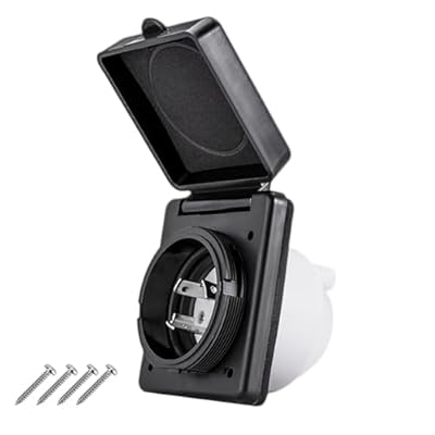 Ficstar 30 AMP Twist Lock RV Shore Power Inlet 125V/120V,RV Shore Power Inlet with 3 Stainless Steel Pins and Screws,NEMA L5-30P,ETL Listed,Black