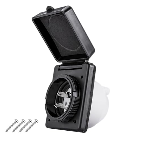 Ficstar 30 AMP Twist Lock RV Shore Power Inlet 125V/120V,RV Shore Power Inlet with 3 Stainless Steel Pins and Screws,NEMA L5-30P,ETL Listed,Black