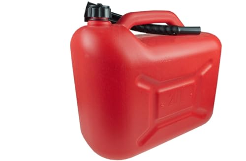 pokm toolsmarket - Jerrican en plastique de 10 l, pour essence et diesel avec robinet, bidon de réserve avec homologation ONU – Rouge/noir