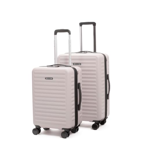 Image of Assembly Stark Trolley Bag Set of 2-20, 24 Inch (55 & 65 cm) Hard Shell Polycarbonate Luggage Set with TSA Lock 8 Spinner Wheels Ivory
