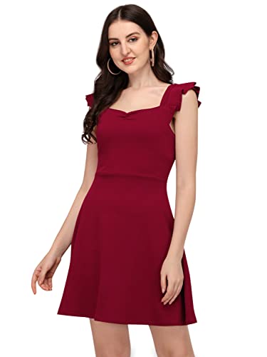 Image of Mehrang Fashion Western Dress || Stretchable Solid Sleeveles Frill Dress for Women || Western Dresses for Women || Dress for Women|| Summer Short Dresses for Women