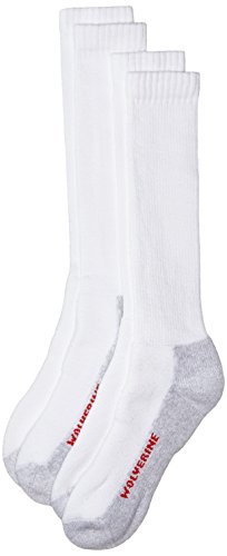 Wolverine Men's Cotton-Blend Cushioned Socks (Pack of Two), White, Large/Shoe Size 9-13
