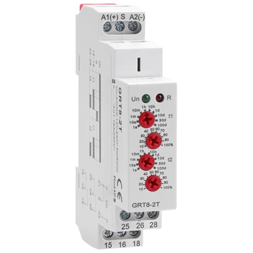 GRT8-2T Double Delay On Timer Relay，16A AC/DC12V to 240V Adjustable Two Groups of Output terminals...