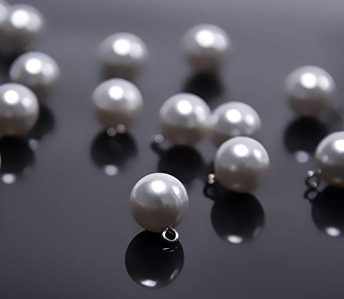 20 Pcs Small Pearl Buttons Full Round Pearl Bridal Buttons Crystal Rhinestone Buttons For Wedding Sewing (Pearl White,10Mm) #TOP2