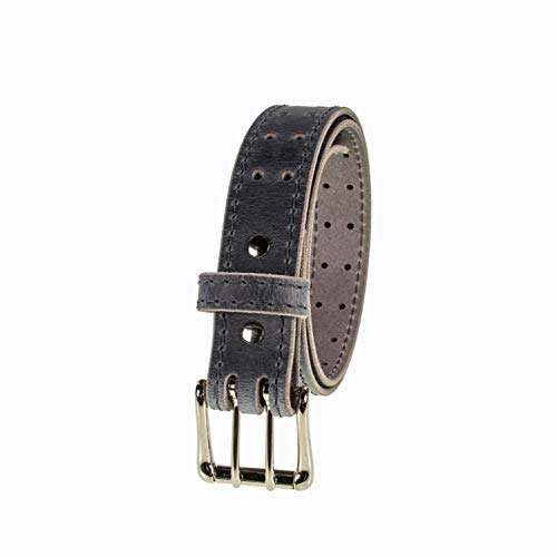 Men’s Classic Leather Belt, Double Prong Retro Style, Nickel Finish Buckle, 1 ½” Width, Amish handmade in the USA4