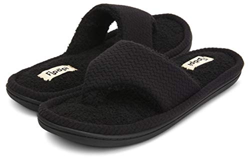 Floopi Memory Foam Soft Knit Thong Slipper for Women with French Terry Insole/Lining with Rubber Outsole