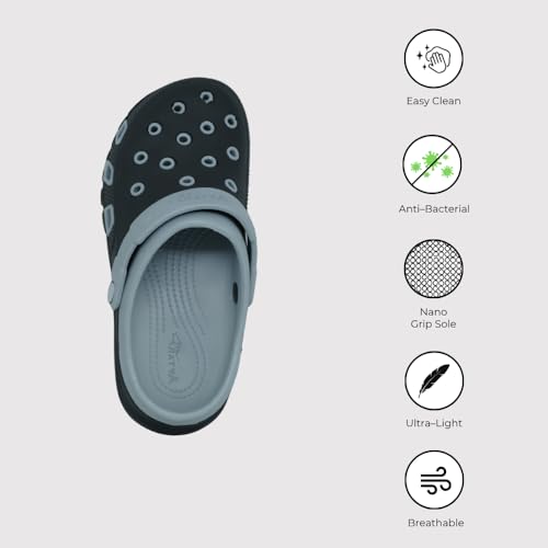 Image of Classic Men's and Women's Clogs, Black and Grey, Ultra-Light, Breathable, Anti-Skid, Quick-Dry Slip-On Water Sandals for Summer, Travel, and Casual Wear