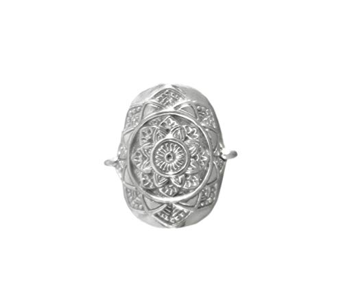 Bague médaille mandala en argent massif 925 gravée pour femme