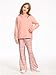 AMAWMW Girls Clothes Fashion Outfits Long Sleeve Hoodie Sweatshirt and Plaid Flare Pants Sets Sweatsuits, Pink, 11-12Years