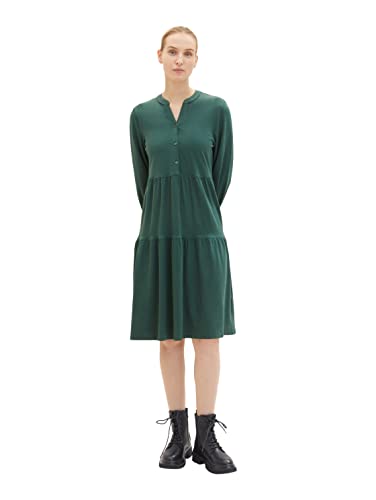 TOM TAILOR Damen 1035221 Kleid mit Volant, 18601 - Pineneedle Green, 44