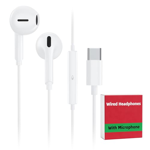 USB C Wired Earbuds for iPhone 17/16/15 Pro Max Plus Air iPad & USB-C Headphones for Samsung Galaxy...