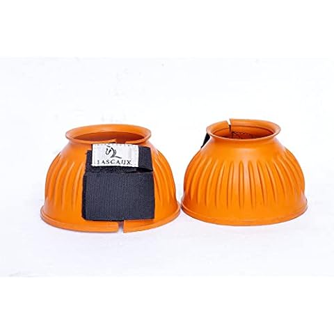 Equitack One Pair Rubber Bell Over Reach Horse Pony Boots Touch Close Orange Cob Cover