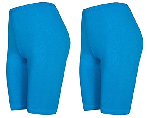 DeDavide 2er Pack Kurze Leggings Hotpants Radlershorts Sportpants Türkis XL