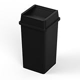 Regal Altair 35 Gallon Black Square Commercial Trash Garbage Can with Lid | Outdoor Office Restaurant School Kitchen