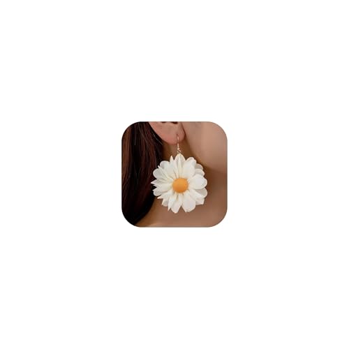 Flower Earrings for Women 3D Sunflower Daisy Large Statement Dangle Boho Dress Accessories Jewelry Gifts